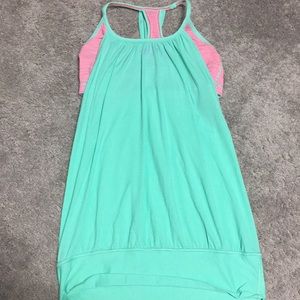 Lululemon tank- mint with hot pink. Sz 6